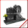 China Shanxi Black granite monuments angel tombstone